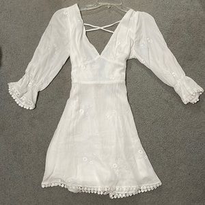 White floral mini dress